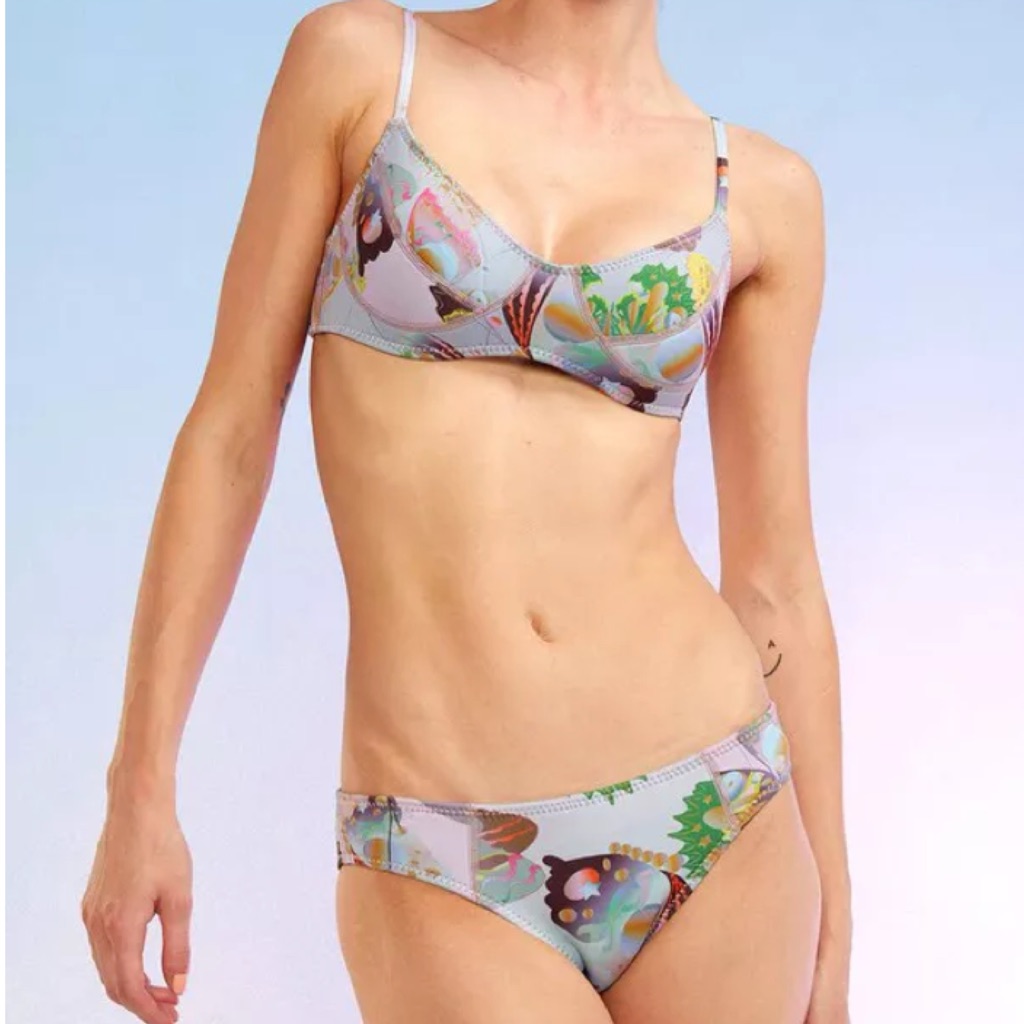 Cynthia Rowley Blue Ombr Butterfly Neoprene Swimsuit